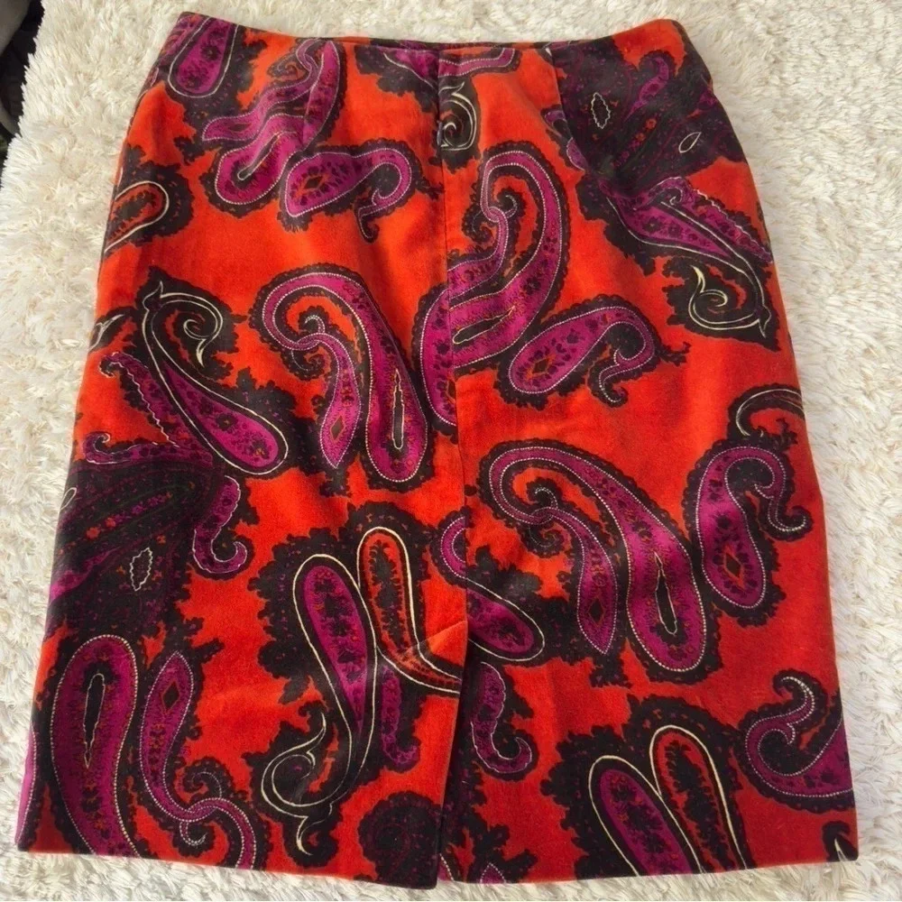 Talbots Womens Paisley Velvet Pencil skirt size 4 Petite